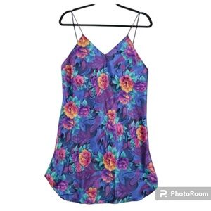 Vintage JO Intimates Chemise Slip Womens MED Nightgown Floral Paisley 90s